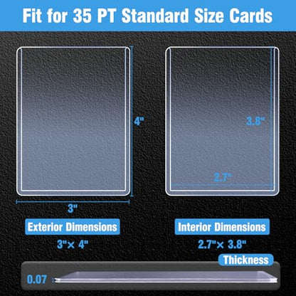 32ct Topload Card Protector, JIQEZNL Upgraded 35pt Hard Card Sleeves, 3" x 4" Card Sleeves Hard Plastic, Top Load Sleeve for Trading Cards, Rigid Pokemon Card Protectors for Baseball, Sports Cards - size: 32 Toploader