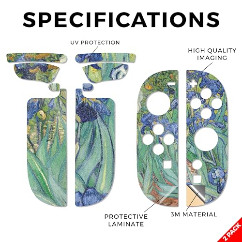 Glossy Glitter Gaming Skin Compatible with Nintendo Switch 2 Joy-Con Controller 2 Pack - Irises - Premium 3M Vinyl Protective Wrap Decal Cover - Easy to Apply | Crafted in The USA by MightySkins - color: Irises, size: 2 Pack of Joy-Con Skins, style: Gloss