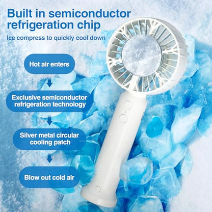 Portable Cooling Fan with Refrigeration Mode - Handheld Fan that Blows Cold Air, 3 Speed Cooling Plate with Rechargeable Battery and Quick Cool Down for Outdoor, Travel, Camping, Working