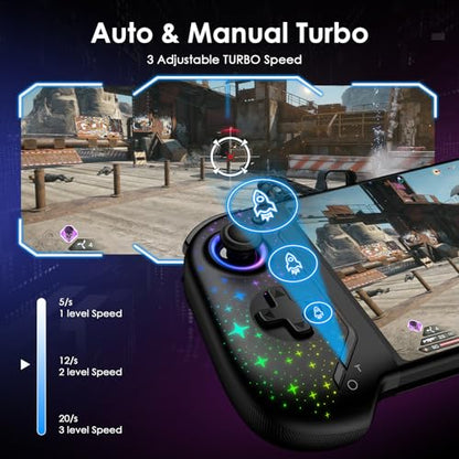 ewnol Switch Controllers for Nintendo Switch/OLED, Full-Size Handheld Switch Pro Controller with Hall Effect Joystick, 4 Game Slot, 1000mAh Battery, Adjustable RGB Light - Star - color: Black Star