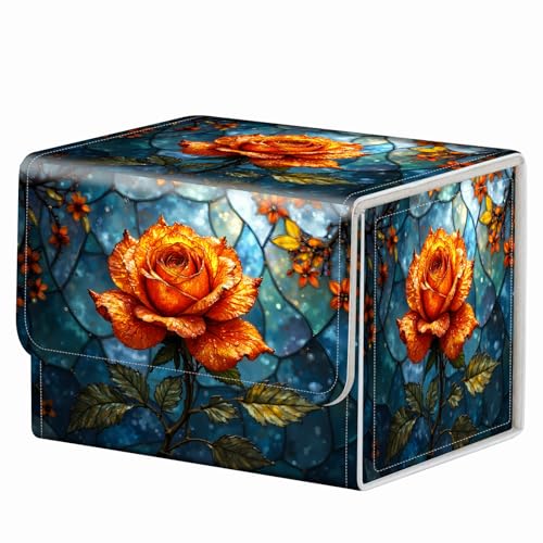 Strong Magnet for TCG MTG Commander Deck Box Playing Card Case Magic Deck Box Creative Pattern Trading Card Storage Box for Collectible Games, Golden Rose - color: Golden Rose