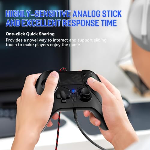 Gamrombo Wired Controller for PS5 Controller, Gaming Controllers for PlayStation 5 / PS5, PS4, PC, Support Turbo, Marco, 3.5mm Audio Jack - Black [playstation_5]