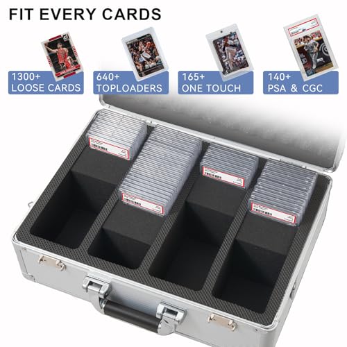 Graded Card Storage Box – Aluminum Alloy Trading Cards Storage Box with Combination Lock - Holds 140+ Graded Cards, Sports Card Case, Fits PSA, CSG, BGS (Silver) - color: Silver