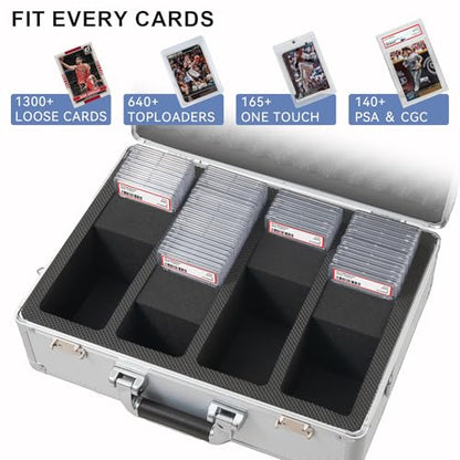 Graded Card Storage Box – Aluminum Alloy Trading Cards Storage Box with Combination Lock - Holds 140+ Graded Cards, Sports Card Case, Fits PSA, CSG, BGS (Silver) - color: Silver
