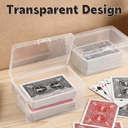 Vicenpal Playing Card Boxes Snaps Closed Clear Plastic Cases Poker Gaming Playing Cards Trading Card Storage Boxes Compatible with MTG TCG 100 Game Cases 4.3 x 2.95 x 2.2 Inches(4 Pcs)