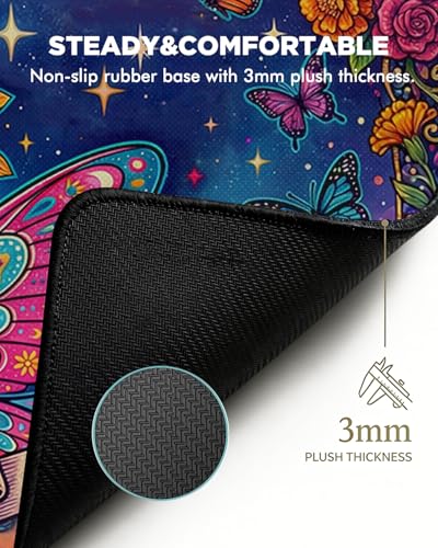 Mouse Pad, Desk Mat, 31.5x11.8in Large Mousepad | Desk Pad with Stitched Edge & Rubber Non-Slip Bottom, Gaming Mouse Pad, Mousepad for Home, Office, Butterfly Skeleton - color: Butterfly Skeleton
