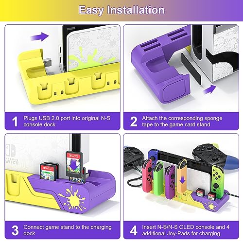 Switch Charging Station - Charges up to 6 Joycons with Game Card Storage Stand for Nintendo Switch & OLED Model Joycons (Designed for Splatoon 3) - color: Splatoon 3 Edition