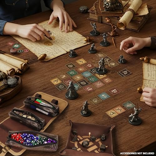 ENHANCE Venture Canvas Dice Carrying Case - Dice Roll Case with Removable Dice Tray, 3 Removable Zipper Pouches - Rolling Tray and Dice Case Perfect for DND, MTG, and Other Board Games