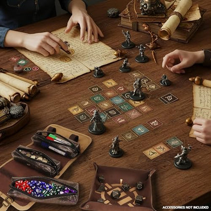 ENHANCE Venture Canvas Dice Carrying Case - Dice Roll Case with Removable Dice Tray, 3 Removable Zipper Pouches - Rolling Tray and Dice Case Perfect for DND, MTG, and Other Board Games