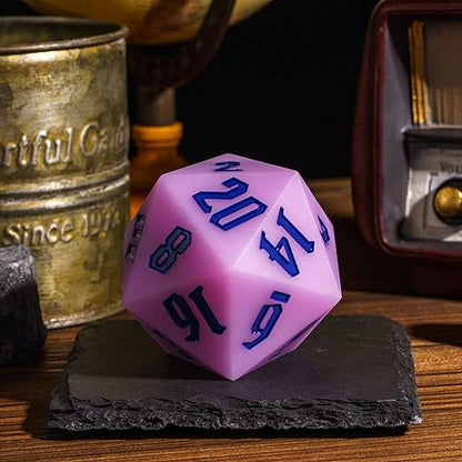55mm Silicone D20 DND Dice, Large D20 Single 20 Sided Dice | Glow-in-the-Dark D20 Giant Dice with Gift Box for Dungeons and Dragons RPG Bar Pub Club Party Games (Purple/Blue) - color: Purple/Blue