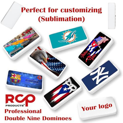 Dominos Set for Adults – Domino Cubano Profesional de 55 Fichas, Metal Spinner,Caja de Madera, Board Game with Wood Case Juegos de Mesa (Customized Tiles) - color: Customized Tiles