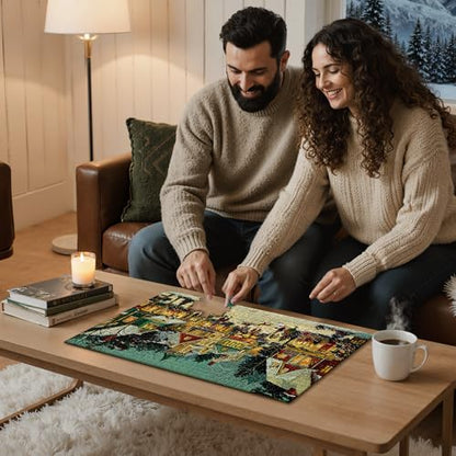 Christmas Puzzles 1000 Pieces, Winter Snow Town Puzzle for Adults | Festive Village Snowy Night Jigsaw Puzzle, Hard Puzzles with Letters on Back, Holiday Family Game Night Gift, 1:1 Poster - color: Christmas Town