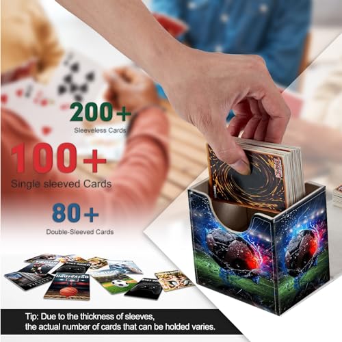 Card Deck Box, Card Storage Box Fits 100+ Single Sleeved Cards, Large Capacity PU Leather Card Storage Box with Strong Magnet for Magic Commander TCG CCG, Asian Red Black Ball - color: Asian Red Black Ball