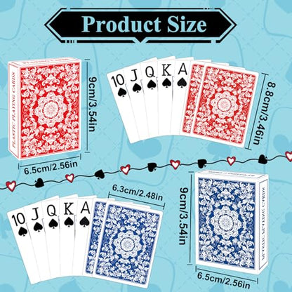 Plastic Playing Cards Waterproof Cards Poker Card 2 Pack Playing Card Large Print for Adults Seniors, Deck of Card Set Poker Cards for Beach Trip Pool Party Games (Blue & Red) - color: Blue & Red