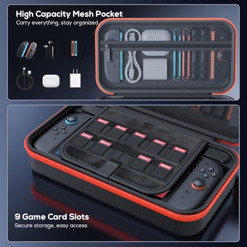 FASTSNAIL Charging Case for Nintendo Switch 2, Built in 37000mWh Battery, PD 18W Fast Charging Power Case, High Capacity Storage Carrying Cases with 9 Game Card Slots, Hard Protective Bag for Switch 2 - size: 3.9 inch
