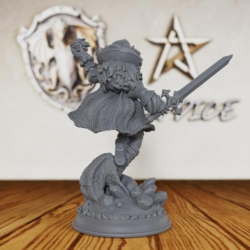 Unpainted Fantasy Minis for TTRPG - 32mm Scale Spellcaster Heroine Minis Figurine for Dungeon Masters & Miniature Game, RPG Accessory Figure - 6cm Halfling Caster (AS521)