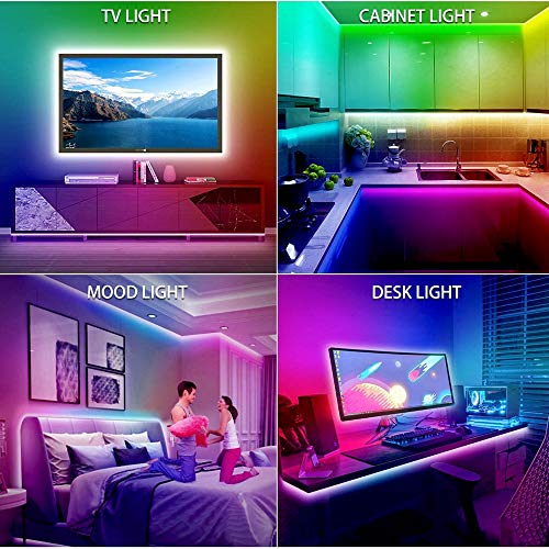 TV LED Backlights, 10ft LED Strip Lights Behind TV USB Operated Color Changing for 46-65 Inch TV RGB 5050 LED Tape Lights with IR Remote Controller and Dimmable - size: 10FT
