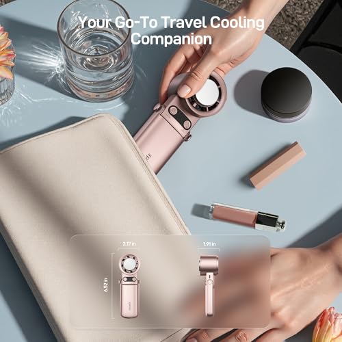 EPICKA Portable Handheld Fan with Ice Cooler - 25H Runtime, Rechargeable 6800mAh Personal Turbo Fan with Power Bank, Fast Charging, 0-100 Speed, Gifts for Women, Summer Travel Essentials, Rose Gold - color: Rose Gold