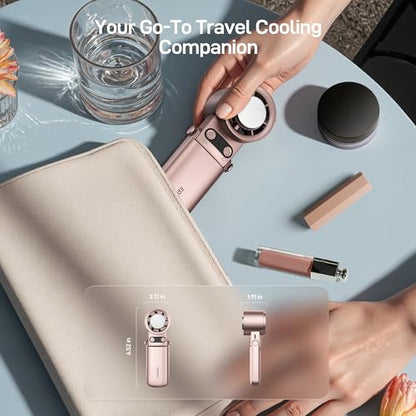 EPICKA Portable Handheld Fan with Ice Cooler - 25H Runtime, Rechargeable 6800mAh Personal Turbo Fan with Power Bank, Fast Charging, 0-100 Speed, Gifts for Women, Summer Travel Essentials, Rose Gold - color: Rose Gold