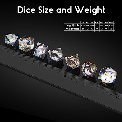 DNDND Liquid Sharp Edge DND Dice, A Full Set of Liquid D&D Die with Gift Case for Dungeons and Dragon Game (Grey Liquid) - color: Liquid Grey