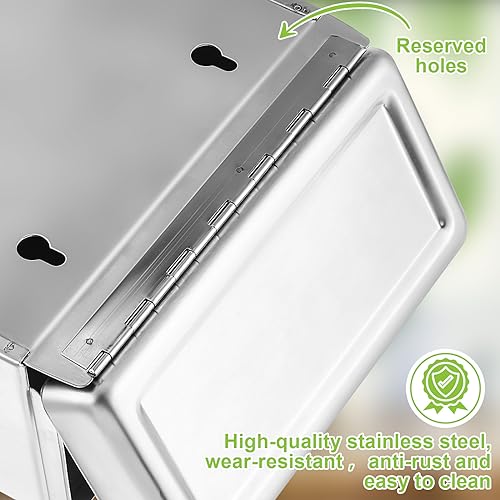 Tioncy Sanitary Napkin Receptacle, Tampon Disposal Bin Wall Mounted Tampon Holder Stainless Steel Sanitary Napkin Disposal Bins for Home Office Public Restrooms Bathroom(Natural Color, 1 Piece) - color: Natural Color