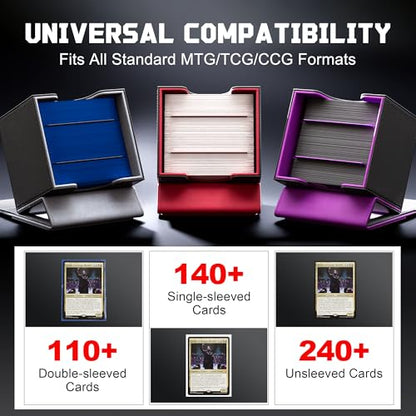 Kabinka MTG Deck Box with Window, Commander Deck Box for Trading Cards, Holds 110+ Double Sleeved Cards, Fits TCG CCG EDH (Black Red) - color: Black Red