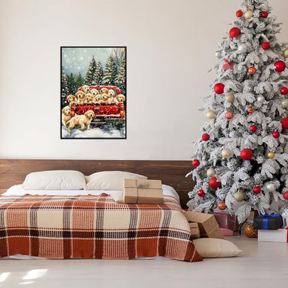 1000 Piece Puzzle for Adults - Cute Puppies Christmas Puzzle, Letters on Back, Golden Retriever Christmas Vacation Jigsaw Puzzles, Challenging Puzzles for Teens Seniors - 27.6 x 19.7 inches - color: Christmas Puppies