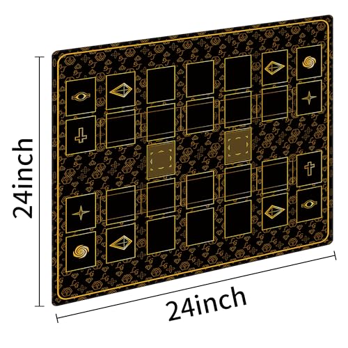 Stitched for Yugioh Playmat, 2-Player, Master Rule Duel Field Zones, Large Card Game Mat, Original Art Designs & Accessories (Golden) - color: Golden
