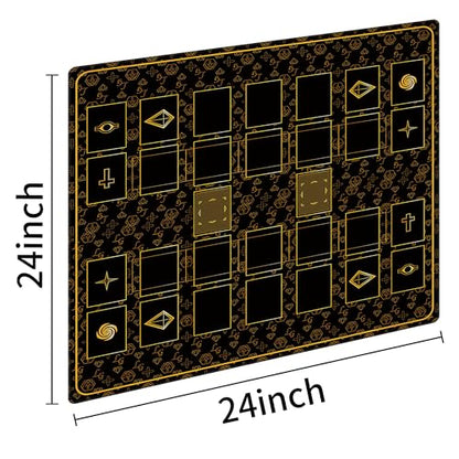 Stitched for Yugioh Playmat, 2-Player, Master Rule Duel Field Zones, Large Card Game Mat, Original Art Designs & Accessories (Golden) - color: Golden