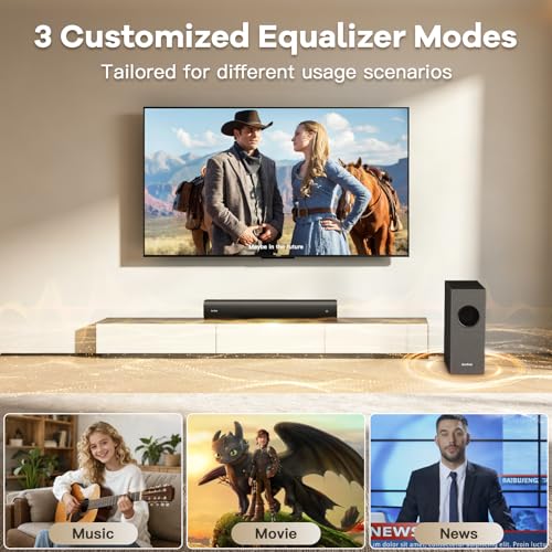 Sound Bar for Smart TV, Karaoke Sound Bar with Wireless Microphones, 2.1CH Soundbar with Subwoofer, BT 5.3 Surround Sound System for TV, Home Theater Soundbar Speakers with Bluetooth/ARC/AUX for Party