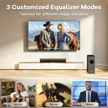 Sound Bar for Smart TV, Karaoke Sound Bar with Wireless Microphones, 2.1CH Soundbar with Subwoofer, BT 5.3 Surround Sound System for TV, Home Theater Soundbar Speakers with Bluetooth/ARC/AUX for Party