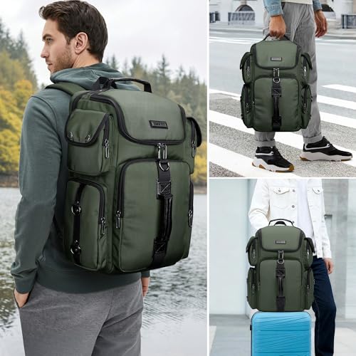 WITZMAN Travel Backpack for Men Carry-on Laptop Backpack | Nylon Luggage Bag Fits 16 Inch for Airline Approved,Multi Pocket, For Traveling,Casual,Commuting, B744 Army Green - color: Upgrade Army Green