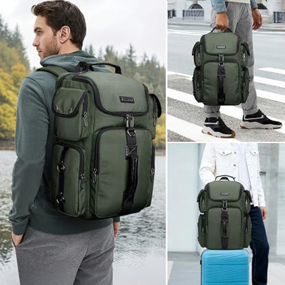 WITZMAN Travel Backpack for Men Carry-on Laptop Backpack | Nylon Luggage Bag Fits 16 Inch for Airline Approved,Multi Pocket, For Traveling,Casual,Commuting, B744 Army Green - color: Upgrade Army Green