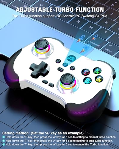 Joso Mobile Gaming Controller for iPad/iPhone/Tablet, Cloud Controller Remote Joystick for iOS/Android, Wireless Switch Controller with Macro Buttons/Hall-Rocker/Hall-Trigger - White - color: White