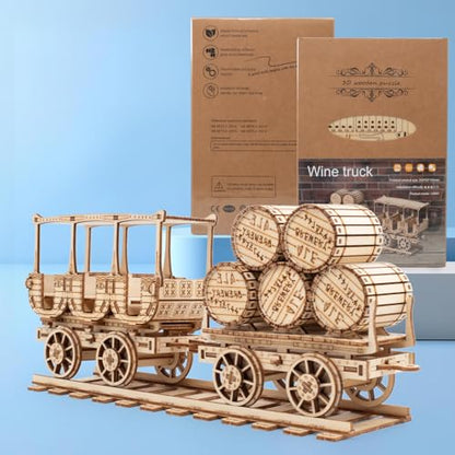 3D Wooden Puzzles Wine Truck DIY Model Kits | For Adults, Brainteaser, Christmas Gift - style: Wine Truck