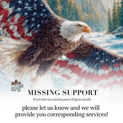 1000 Piece Puzzle for Adult, Flag Bald Eagle Square Jigsaw Puzzle-26.6 in | Jigsaw Puzzle 1000 Pieces, Impossible Challenging Fun Puzzle for Adult, Unique Difficulty Jigsaw Puzzle for Birthday Gift - color: Flag Bald Eagle 2
