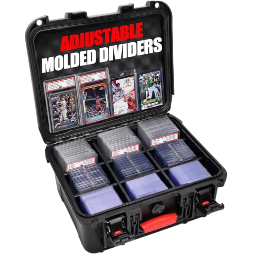 Turokacase Graded Card Case Storage Box for PSA BGS SGC CGC CSG Slabs, Waterproof Sports Card Case with 6 Adjustable Dividers, Baseball Trading Card Box for Toploaders & Magnetic Holders - color: Black