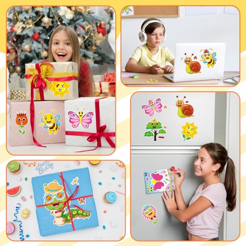 24 Sheets Make Your Own Stickers, Bug Stickers for Kids Toddlers | Insect & Plant Theme Sticker with Bees, Butterflies, Flowers for Classroom Rewards, Birthday Party Favors - style: Insect & Plant Theme Sticker