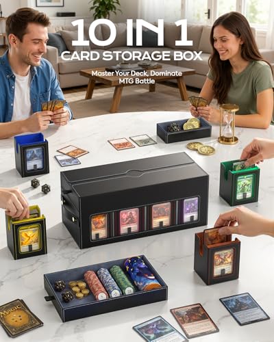MoKo Commander Deck Box for MTG with Handle & Dice Tray, 8+2 Modular Design | 8-Deck Modular Card Case, Magnetic Holders & Dividers Included, Holds 1040+Double-Sleeved Cards, Playmat Storage, Fit TCG/EDH - color: Colorful