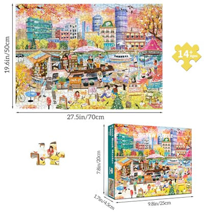 HUADADA 1000 Piece Puzzle for Adults-Autumn Book Boat | Eco matte oil print, eye strain relief, tight puzzle piece fit, vibrant colours,gifts for men women - color: Autumn Book Boat