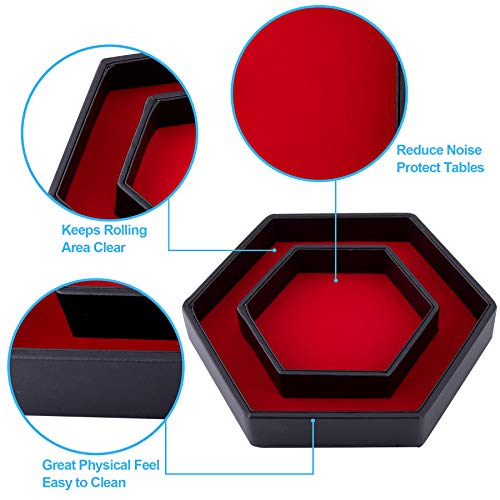 SIQUK Dice Tray with Lid Hexagon Dice Rolling Tray Dice Holder for Dice Games Like RPG, DND and Other Table Games, Red - color: Red