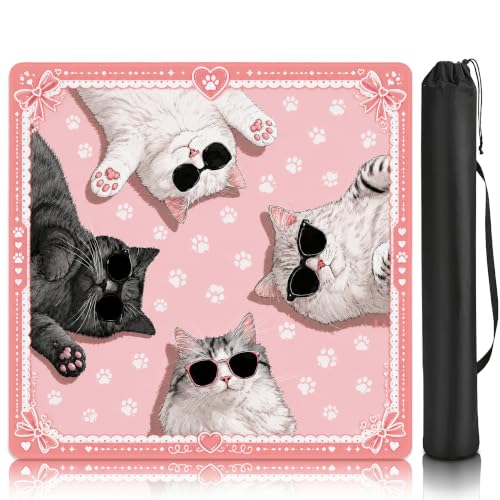 Cat Paw Prints Mahjong Mat for Table 31.5''x31.5'', Non-Slip Noise Reduction Mah Jongg Mats with Carrying Bag for American Mahjong, Poker, Board Games, Card Games & Dominoes - color: Cat Paw Prints
