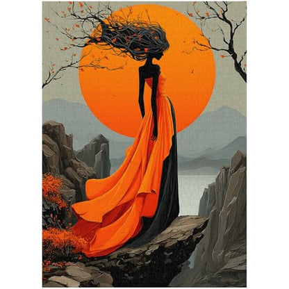 Sunset Muse Puzzles for Adults 1000 Pieces, Elegant Lady Lake Landscape Jigsaw Puzzle, Larkipuzz Challenging Aesthetic Theme for Wall Decor
