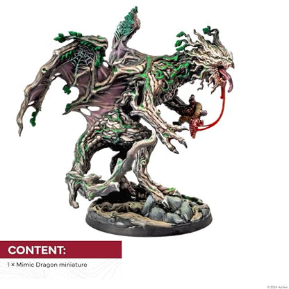 Dungeons & Lasers Mimic Dragon Miniature Figure - Tall 5" Height with Scenic Base - 5E Compatible for use with DND and Tabletop RPG Games - Highly Detailed and Unpainted