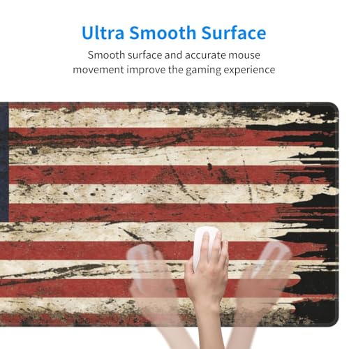 Large Gaming Mouse Pad Desk Mat, American Antique Flag Extended Keyboard Mouse Pad Mousepad with Non-Slip Base and Stitched Edge Mouse Mat Desk Pad Mouse Pads for Desk Home Office, 31.5 x 11.8 - color: American Antique Flag