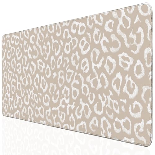 Desk Cover Mat, XXL Large Mouse Pad, Computer Laptop Mat Desk Decor for Office Game Home 31.5 X 15.7 Inch (Beige Leopard Print) - color: Beige Leopard Print