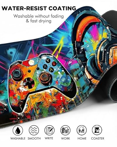Mouse Pad, Desk Mat, 31.5x11.8in Large Mousepad, Game Console | Desk Pad with Stitched Edge & Rubber Non-Slip Bottom, Gaming Mouse Pad, Extended Mousepad for Home, Office - color: Game Console