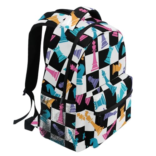 Backpack Colorful Chess Board Bookbag Daypack Travel Hiking Camping School Laptop Bag - color: Multi Pattern 20