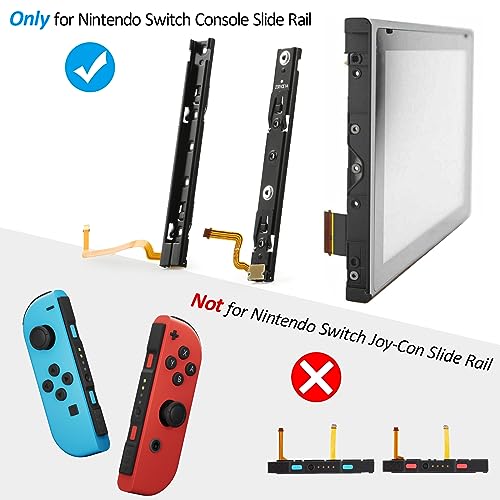 Left and Right Slide Rail for Nintendo Switch Console Slide Rail Bar Replacement with Flex Cable for NS Nintendo Switch Console Rebuild Track Accessories Repair Parts(with Console Screws)