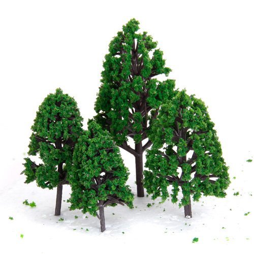 Mixed Model Trees, 29pcs, 1.5-6 inch(4-16 cm), Ho Scale Bushes, Diorama Supplies, Plastic Trees for Projects, Model Train Scenery with No Bases - style: 29pcs green trees